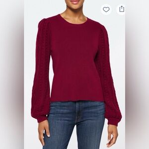 Splendid Cupid Novelty Sleeve Sweater Burgundy Red Medium New with tags